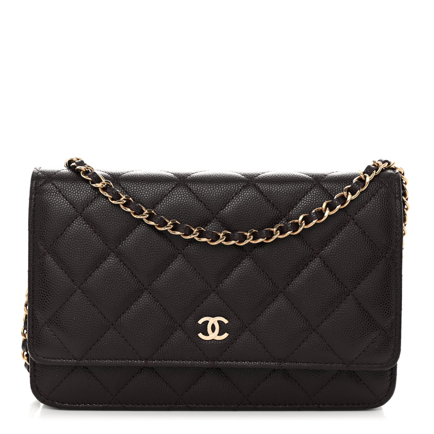 Chanel Caviar Quilted Wallet on Chain WOC Dark Brown 1 of 11