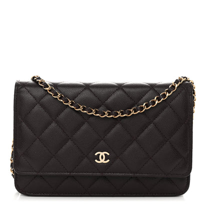 Chanel Caviar Quilted Wallet on Chain WOC Dark Brown 1 of 11