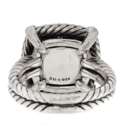 David Yurman Sterling Silver Diamond Hampton Blue Topaz 14mm Chatelaine Pave Bezel Ring 53 6.5 5 of 5