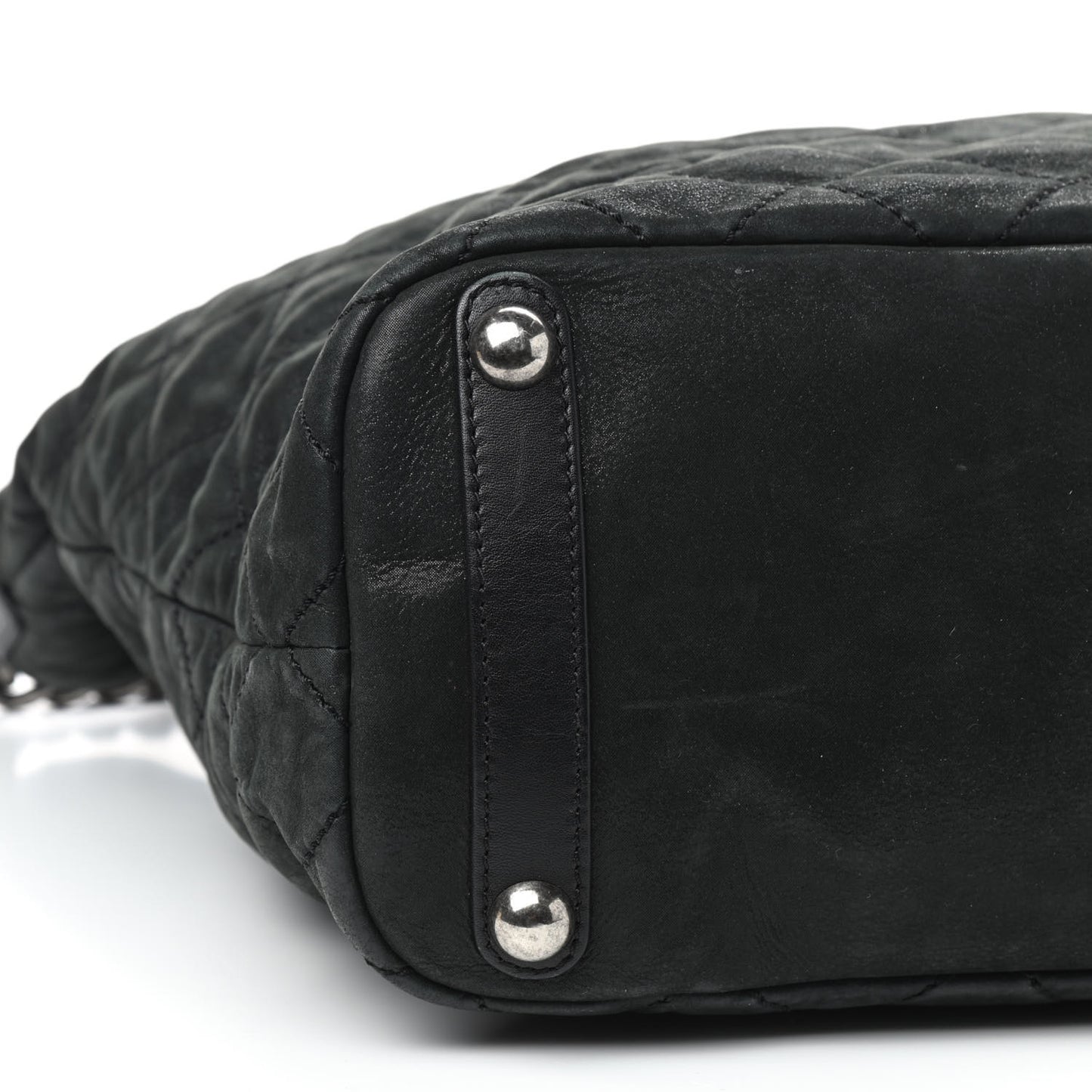 Iridescent Calfskin Quilted In The Mix Shopping Tote Black