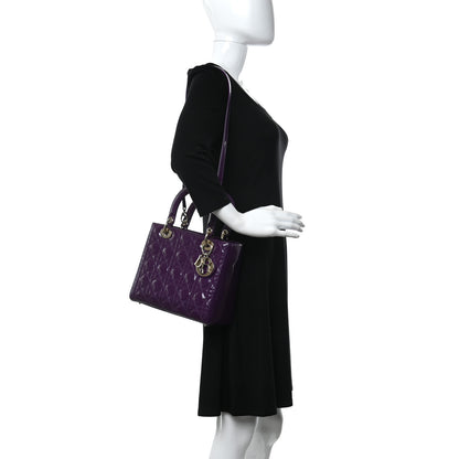 Christian Dior Patent Cannage Medium Lady Dior Violet Purple 2 of 12