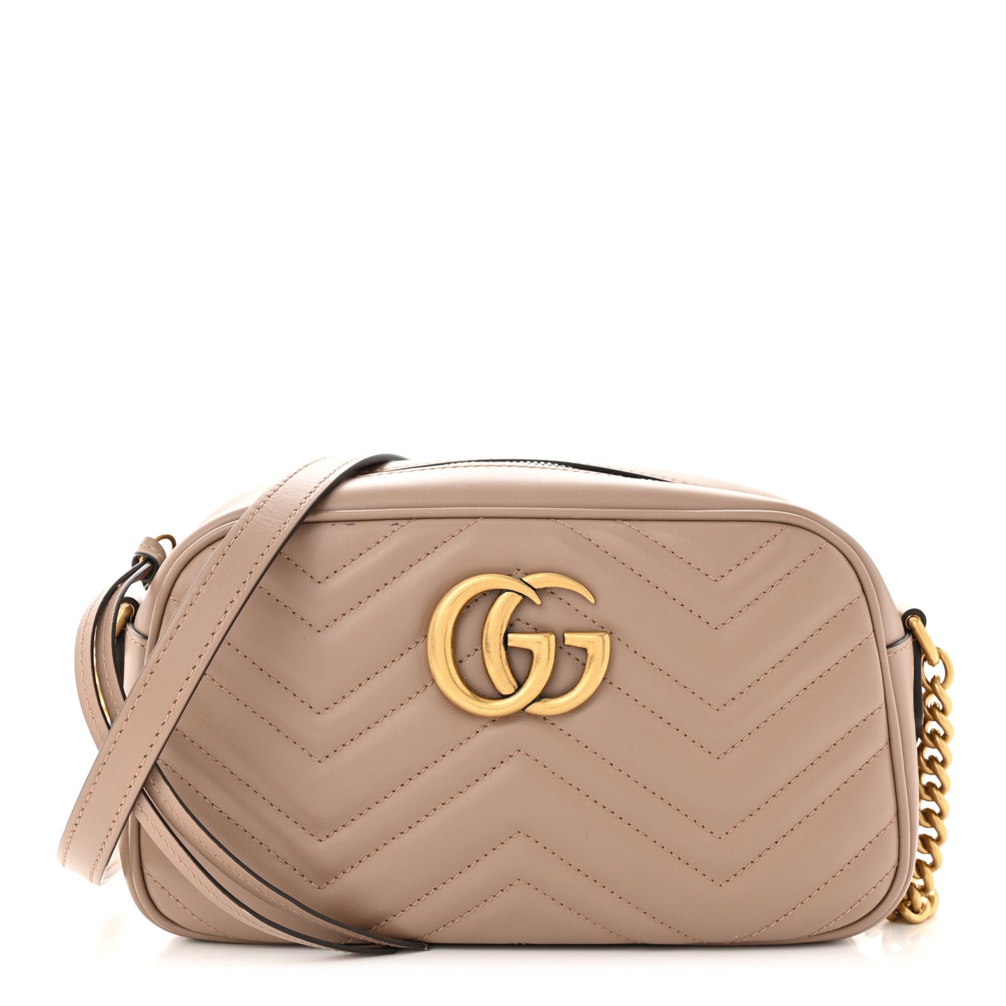 Calfskin Matelasse Small GG Marmont Chain Shoulder Bag Porcelain Rose