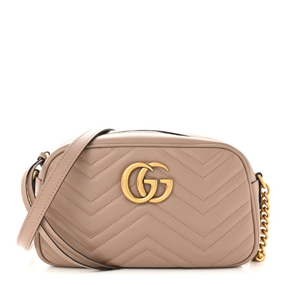 Gucci Calfskin Matelasse Small GG Marmont Chain Shoulder Bag Porcelain Rose 1 of 11