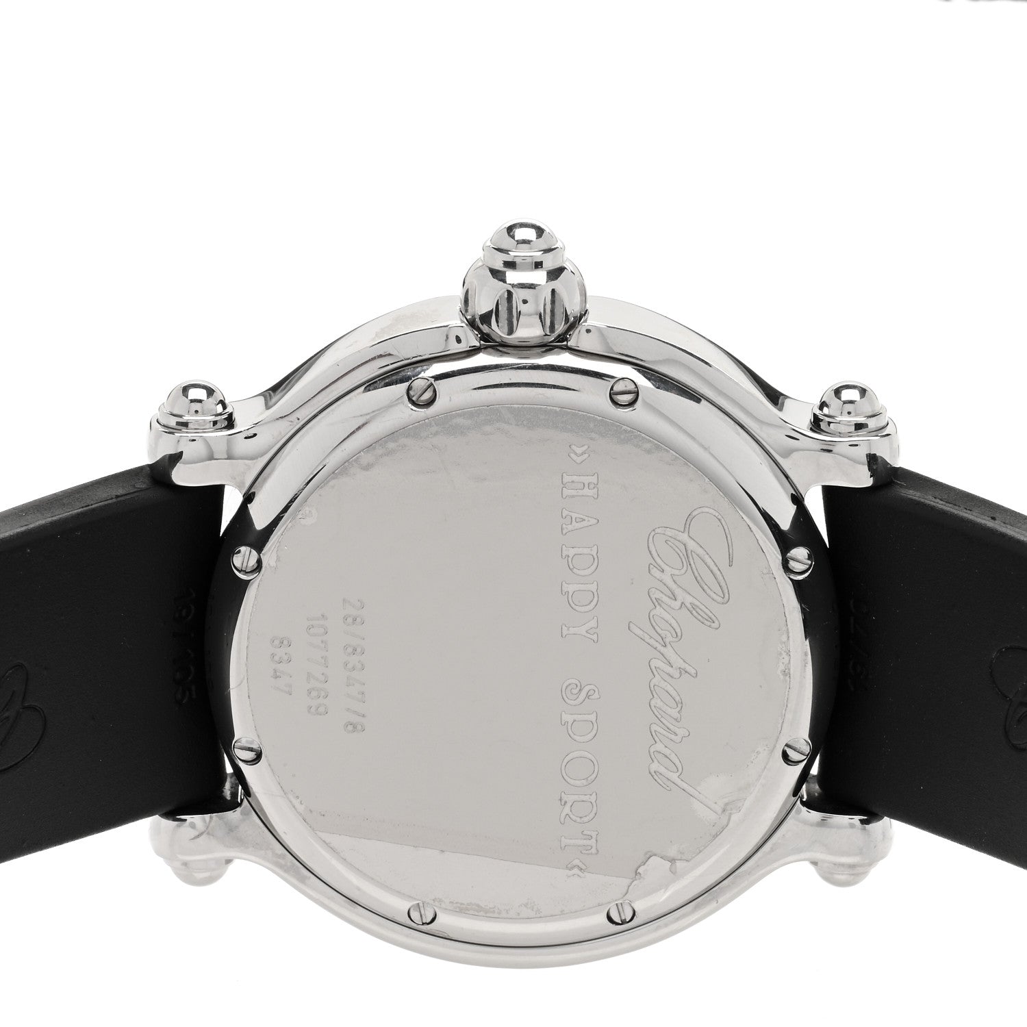 Chopard Stainless Steel Rubber Diamond 38mm Happy Sport Fish Quartz Watch Black 4 of 4