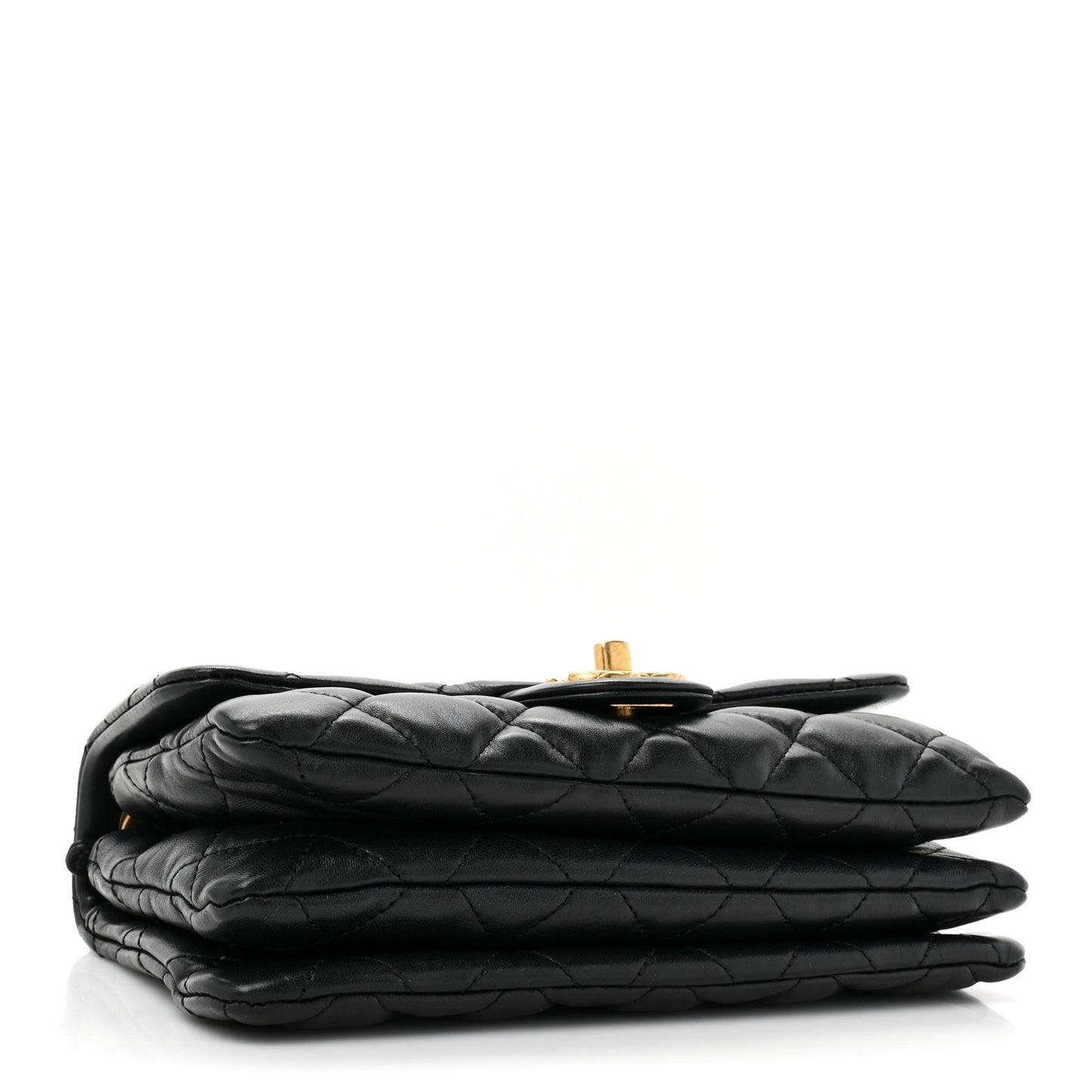 Lambskin Quilted Small Pillow Crush Flap Black