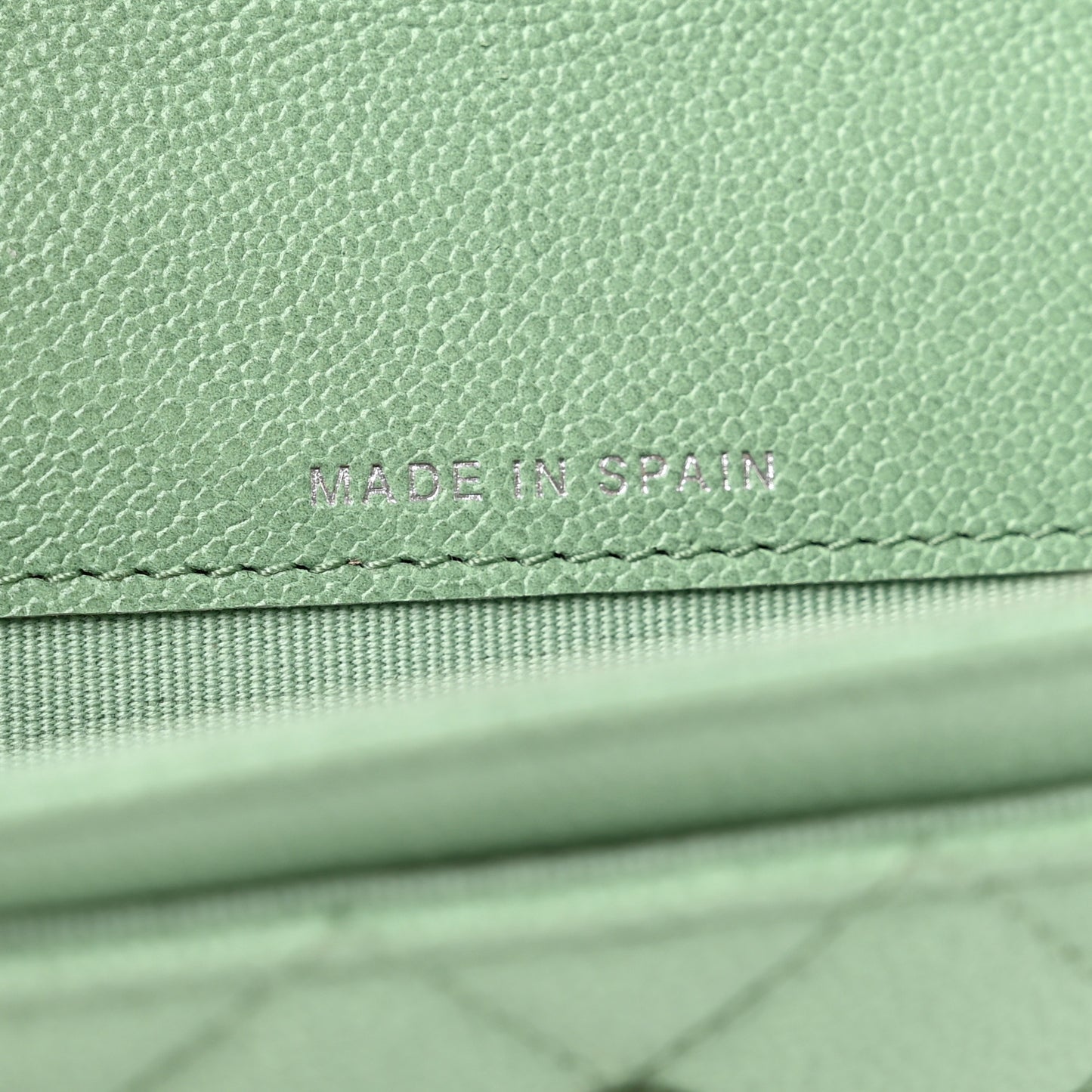 Caviar Quilted Boy Flap Card Holder Light Green