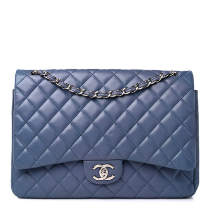 Chanel Lambskin Quilted Maxi Double Flap Blue 1 of 21
