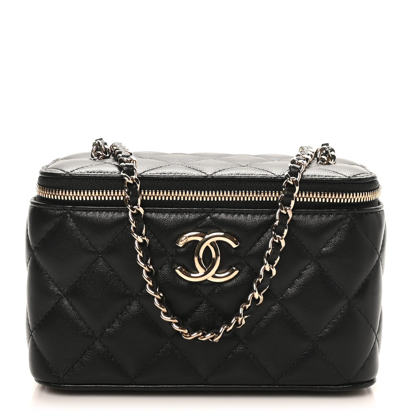 Lambskin Quilted Small CC Vanity Case Black