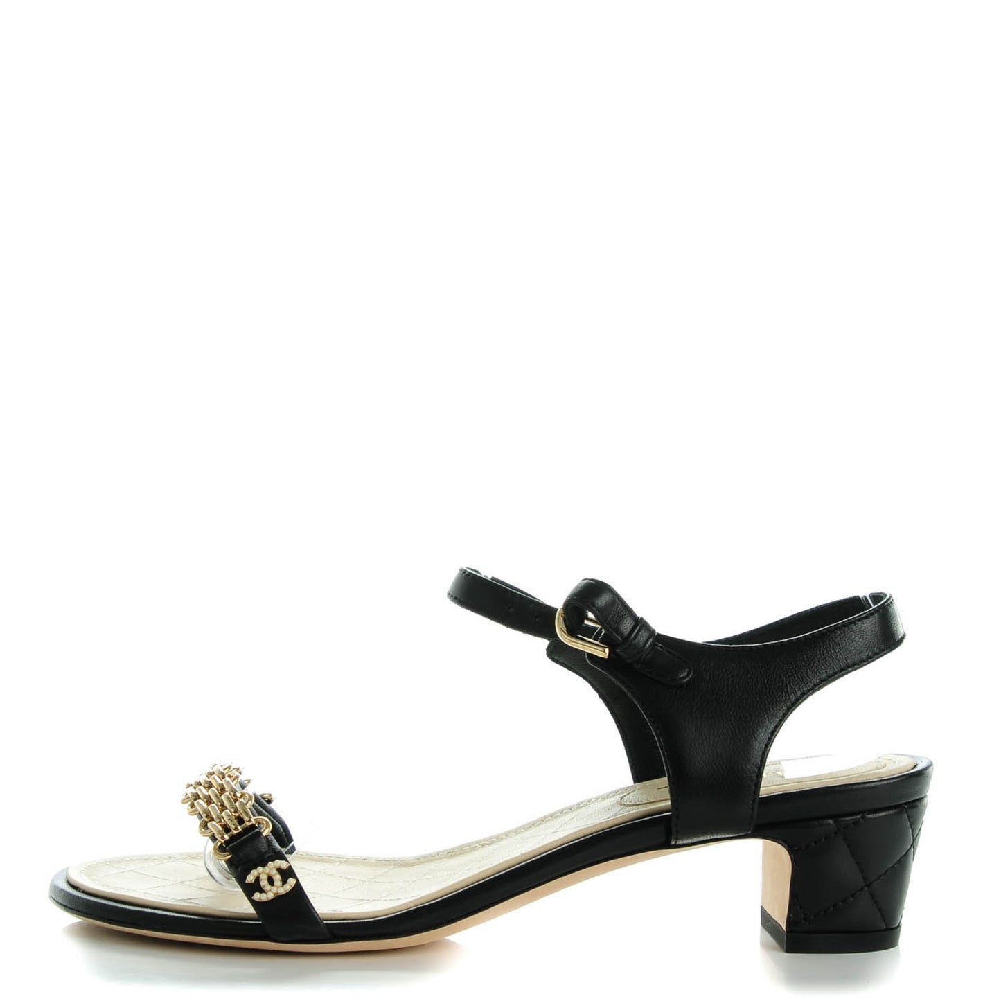Lambskin Quilted Reissue Chain Sandals 36.5 Black