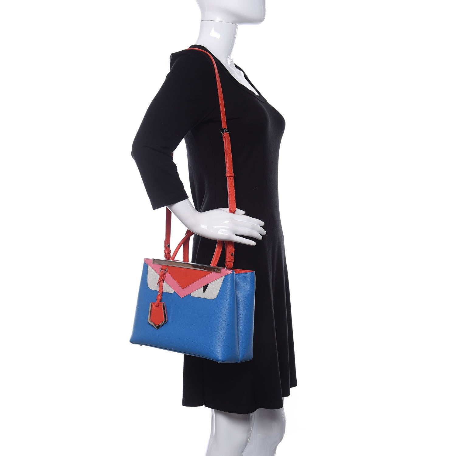 Fendi Vitello Elite Monster Petite 2Jours Tote Blue Royal Papavero Multicolor 2 of 12