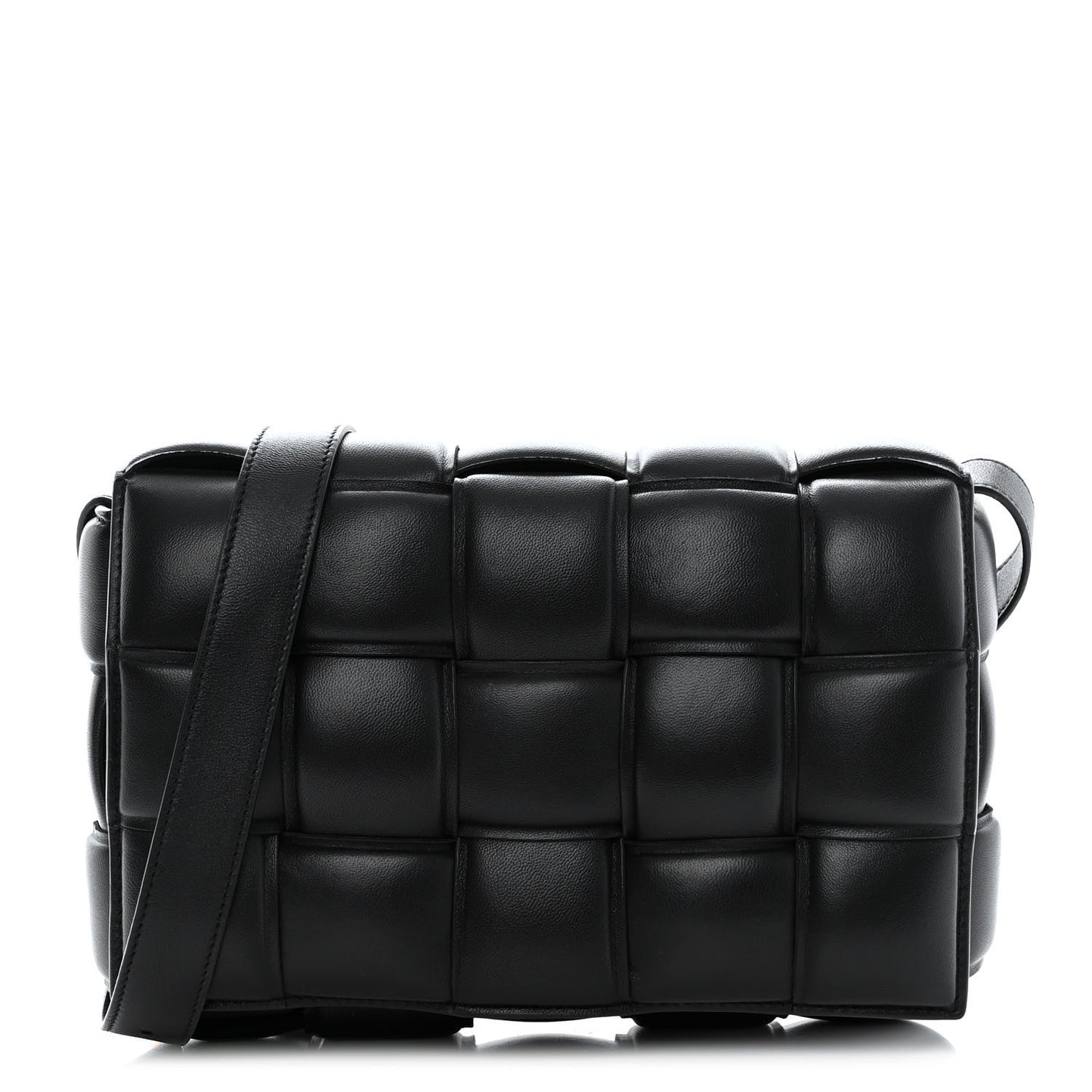 Nappa Maxi Intreccio Padded Cassette Crossbody Bag Black