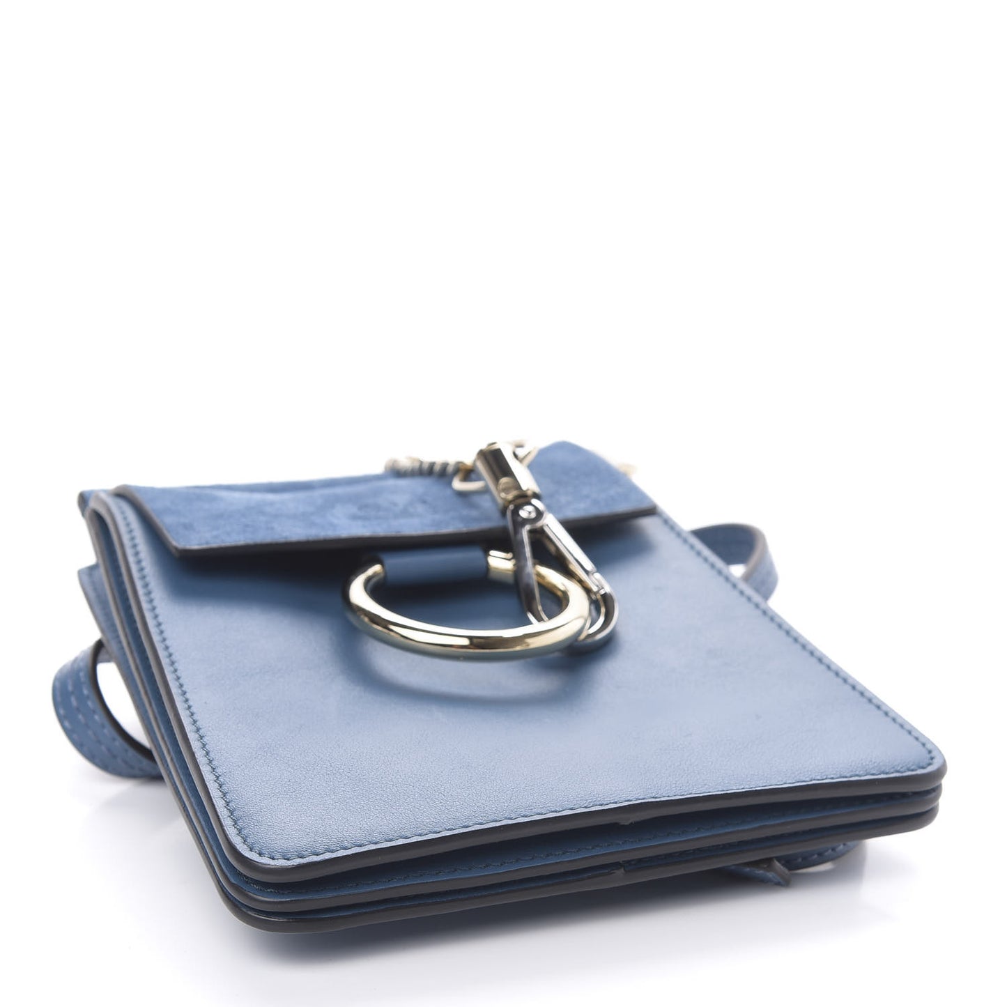 Suede Calfskin Mini Faye Bracelet Bag Vinyl Blue