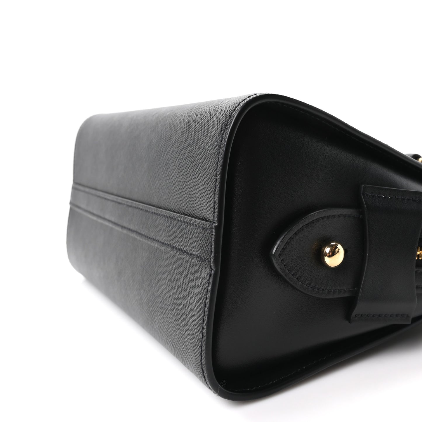 Saffiano Soft Calfskin Double Handle Satchel Black