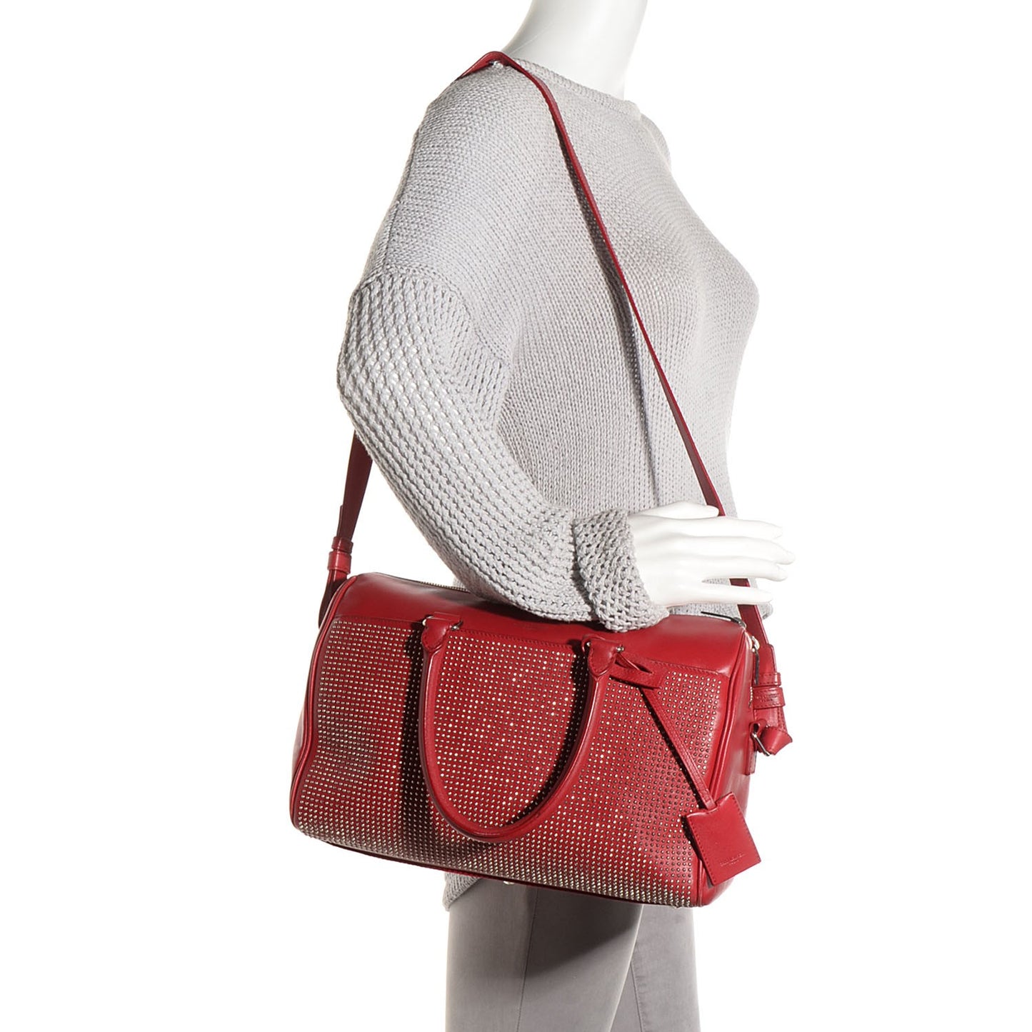 Calfskin Studded Classic Duffle 6 Red