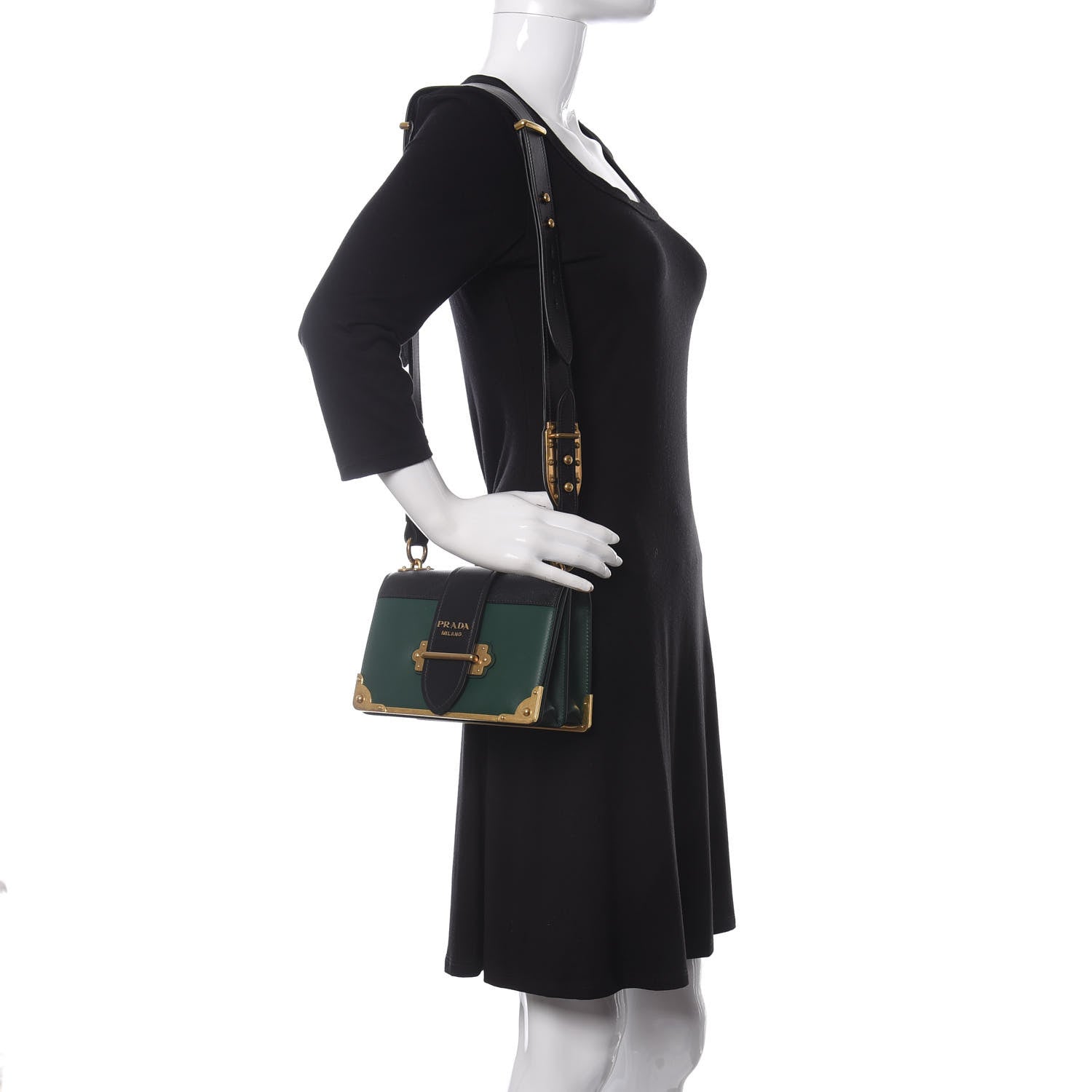 Prada City Calf Saffiano Cahier Bag Biliardo Black 2 of 9