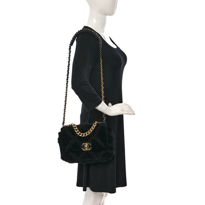 Chanel Cotton Canvas Quilted Medium Chanel 19 Flap Black 2 of 9