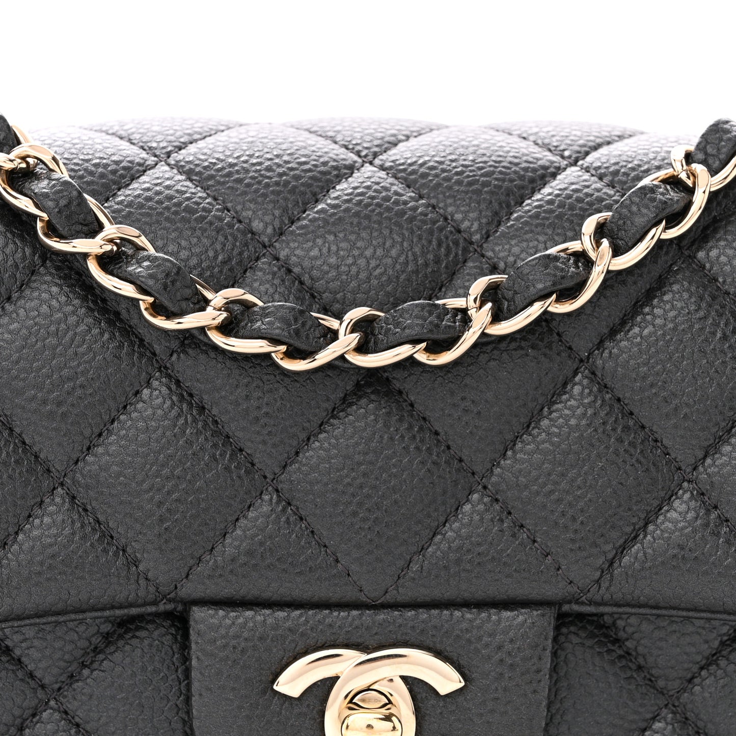 Caviar Quilted Mini Rectangular Flap Dark Grey