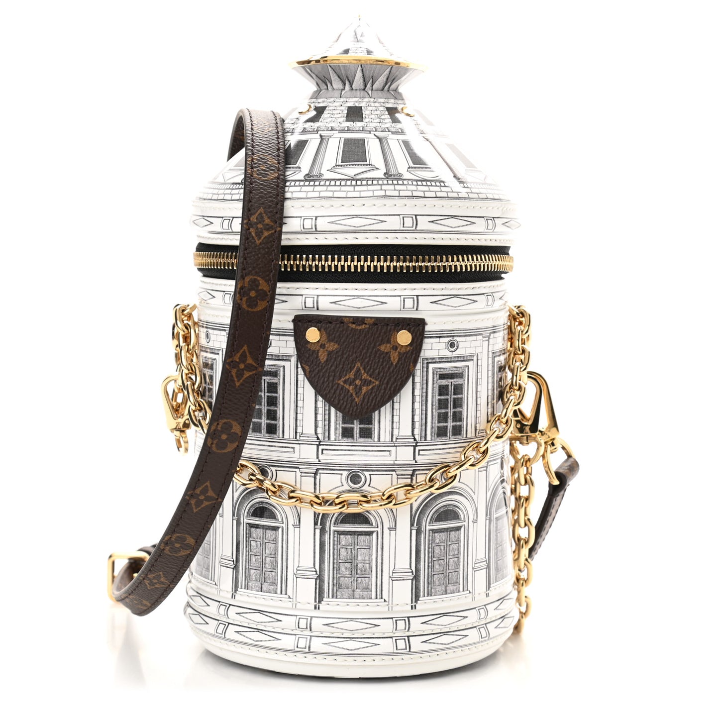 X FORNASETTI Calfskin Architettura Cannes Black White