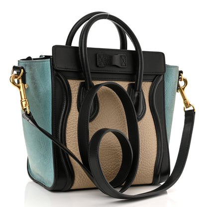 Celine Drummed Calfskin Nano Tri-Color Luggage Antarctic 3 of 15