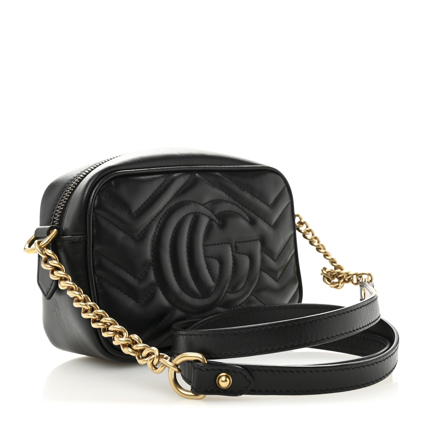 Calfskin Matelasse Mini GG Marmont Chain Shoulder Bag Black