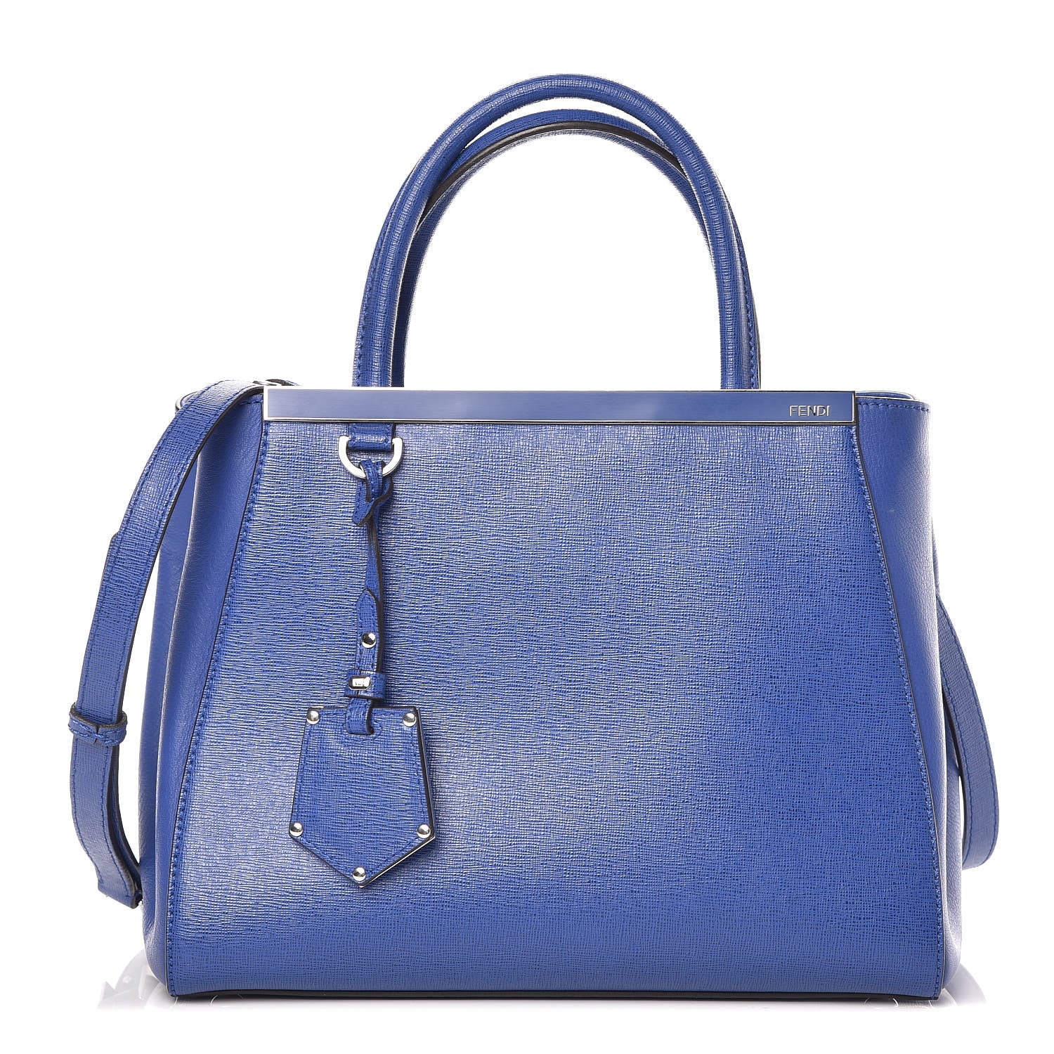 Fendi Vitello Elite Petite 2Jours Tote Blue Neon 1 of 9