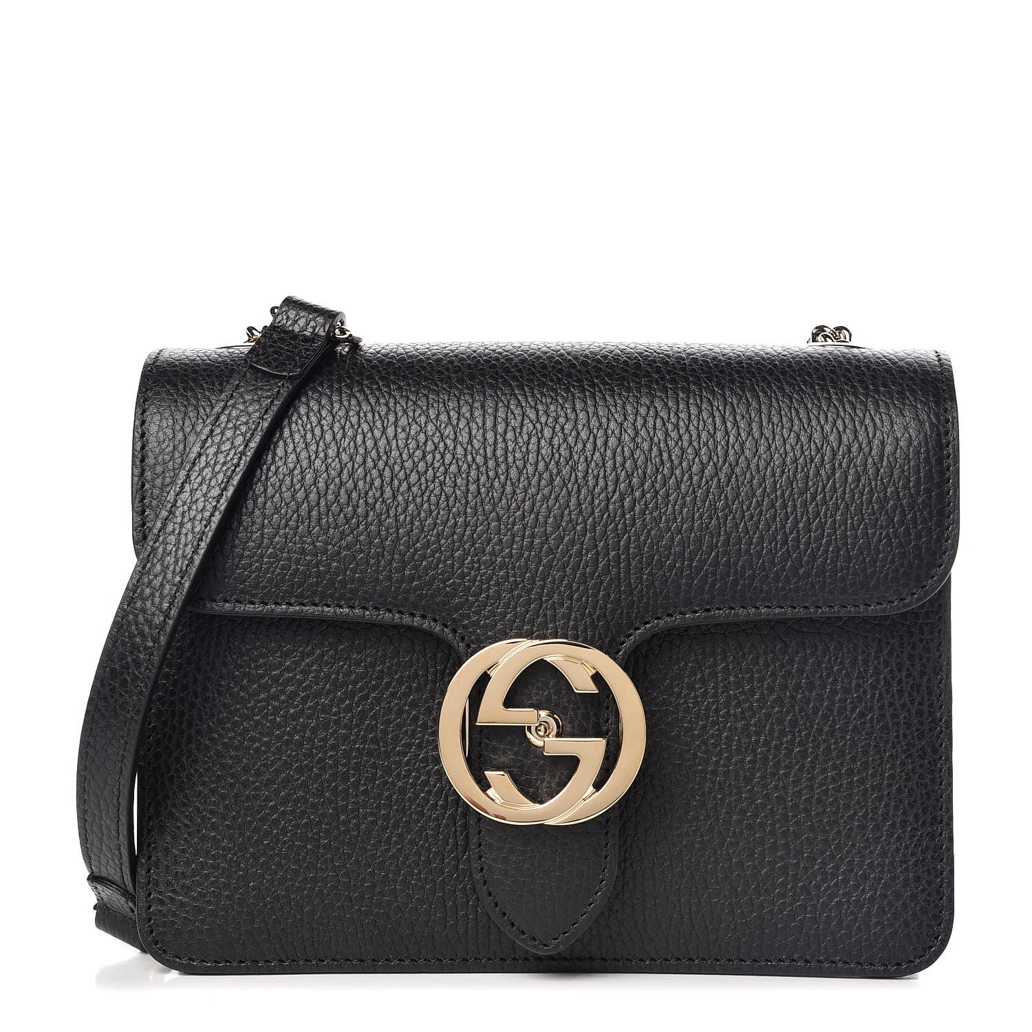 Gucci Dollar Calfskin Small Interlocking G Shoulder Bag Black 1 of 9