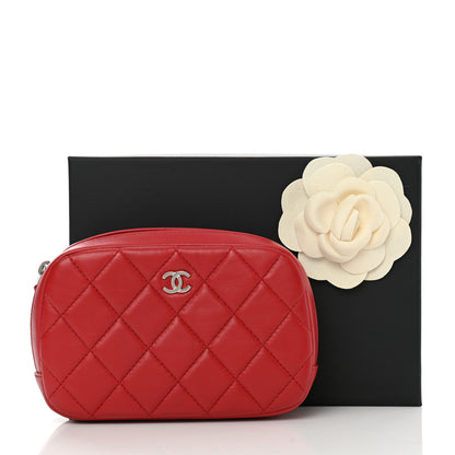Chanel Lambskin Quilted Small Curvy Pouch Cosmetic Case Red 8 of 8