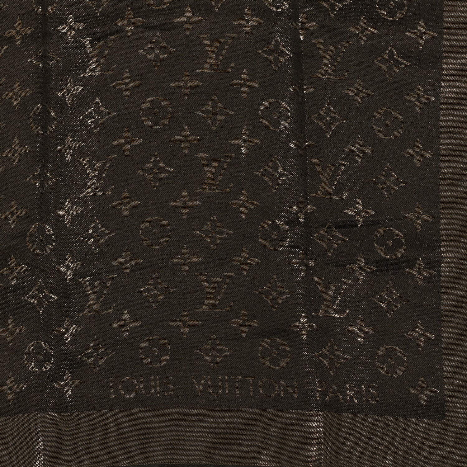 Louis Vuitton Silk Lurex Wool Monogram Shine Shawl Brown 2 of 3