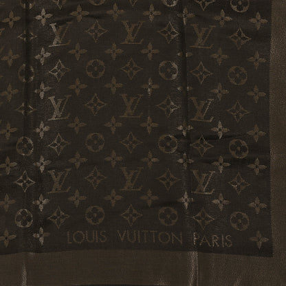 Louis Vuitton Silk Lurex Wool Monogram Shine Shawl Brown 2 of 3