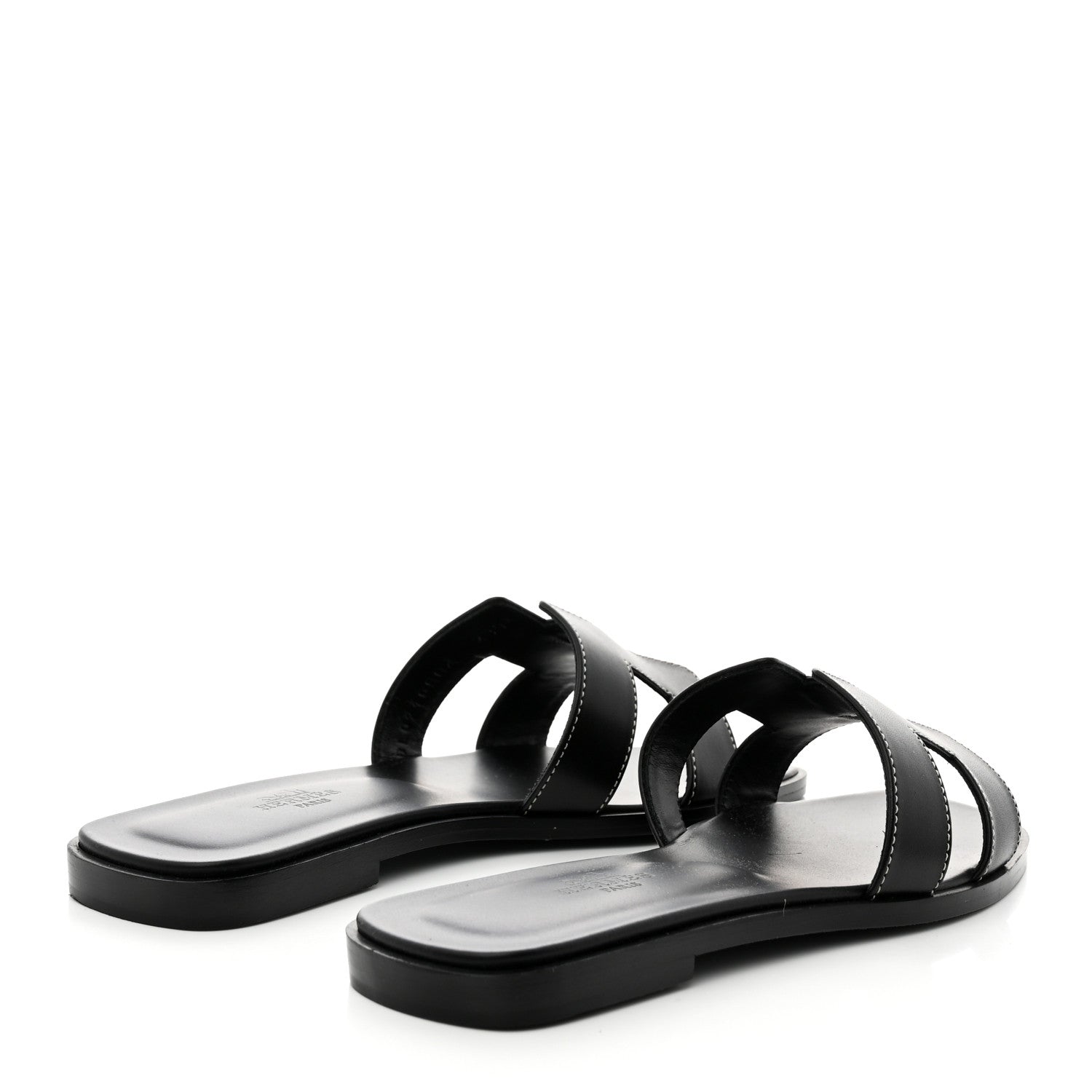 Hermes Box Calfskin Oran Sandals 36.5 Black 4 of 8