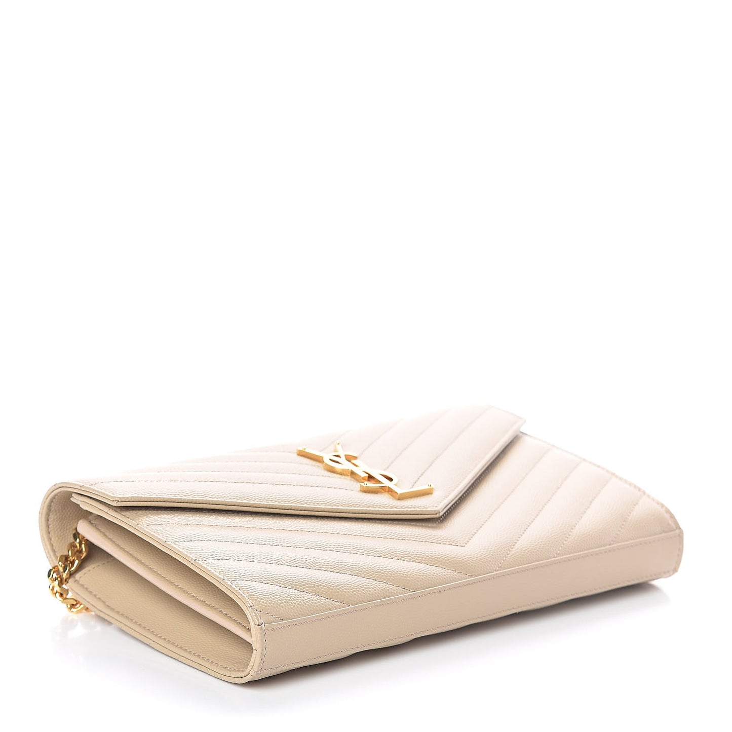 Grain De Poudre Matelasse Chevron Monogram Chain Wallet Nude Powder