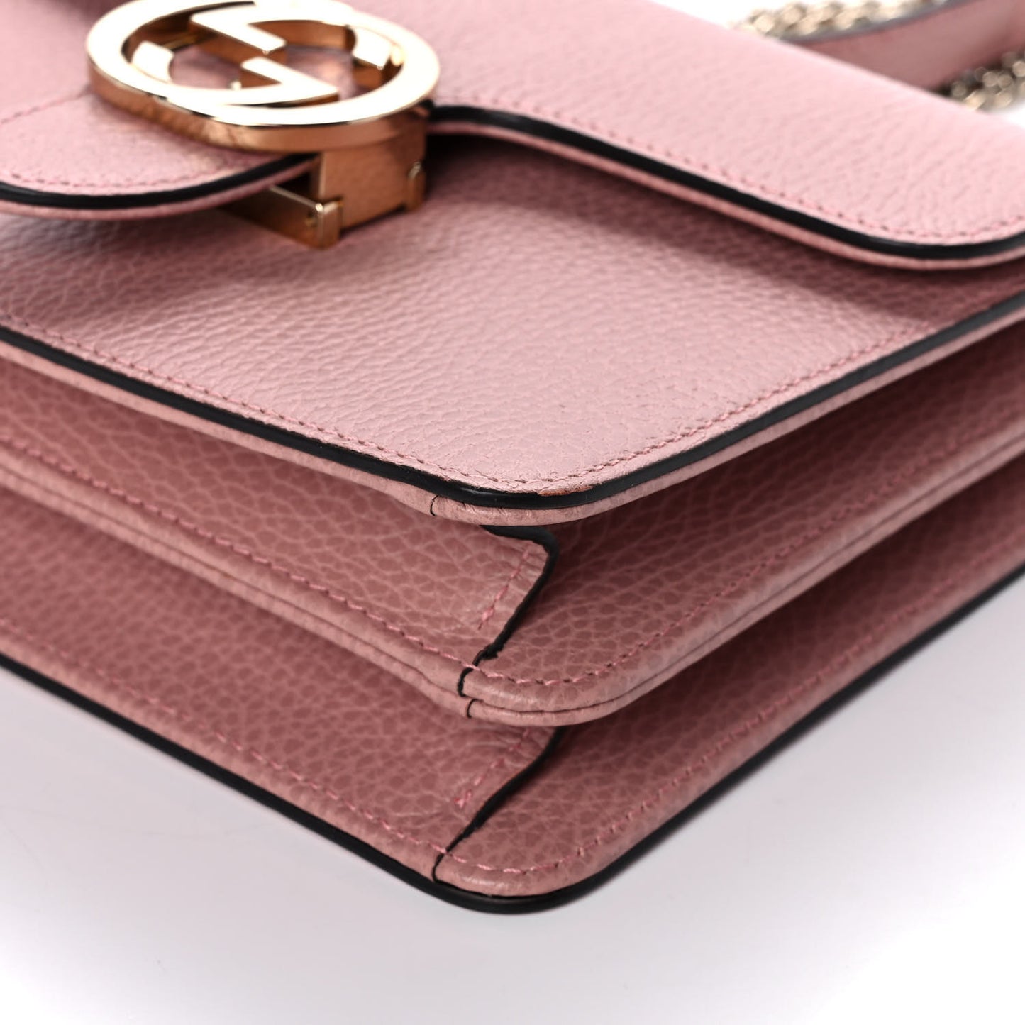 Dollar Calfskin Small Interlocking G Shoulder Bag Soft Pink