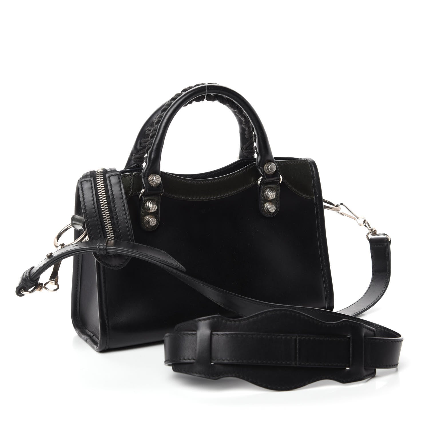 Balenciaga Smooth Calfskin Metallic Patent Giant 12 Silver Hardware Mini City Black Gris 3 of 10