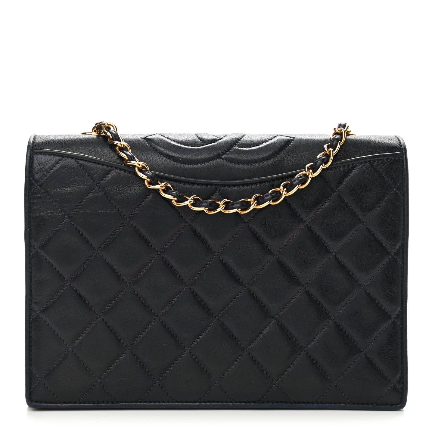 Lambskin Quilted Small Single Flap Bag Navy