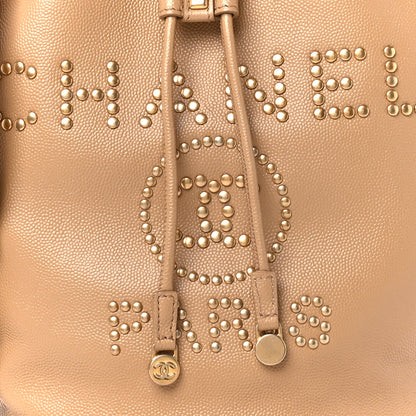 Chanel Caviar Deauville Drawstring Bucket Bag Beige 8 of 11