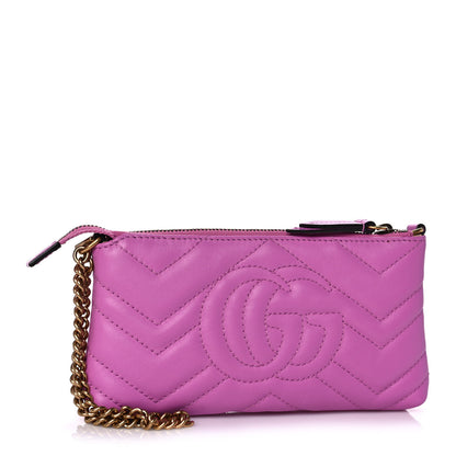Gucci Calfskin Matelasse Mini GG Marmont Chain Bag Candy Mousse 3 of 11