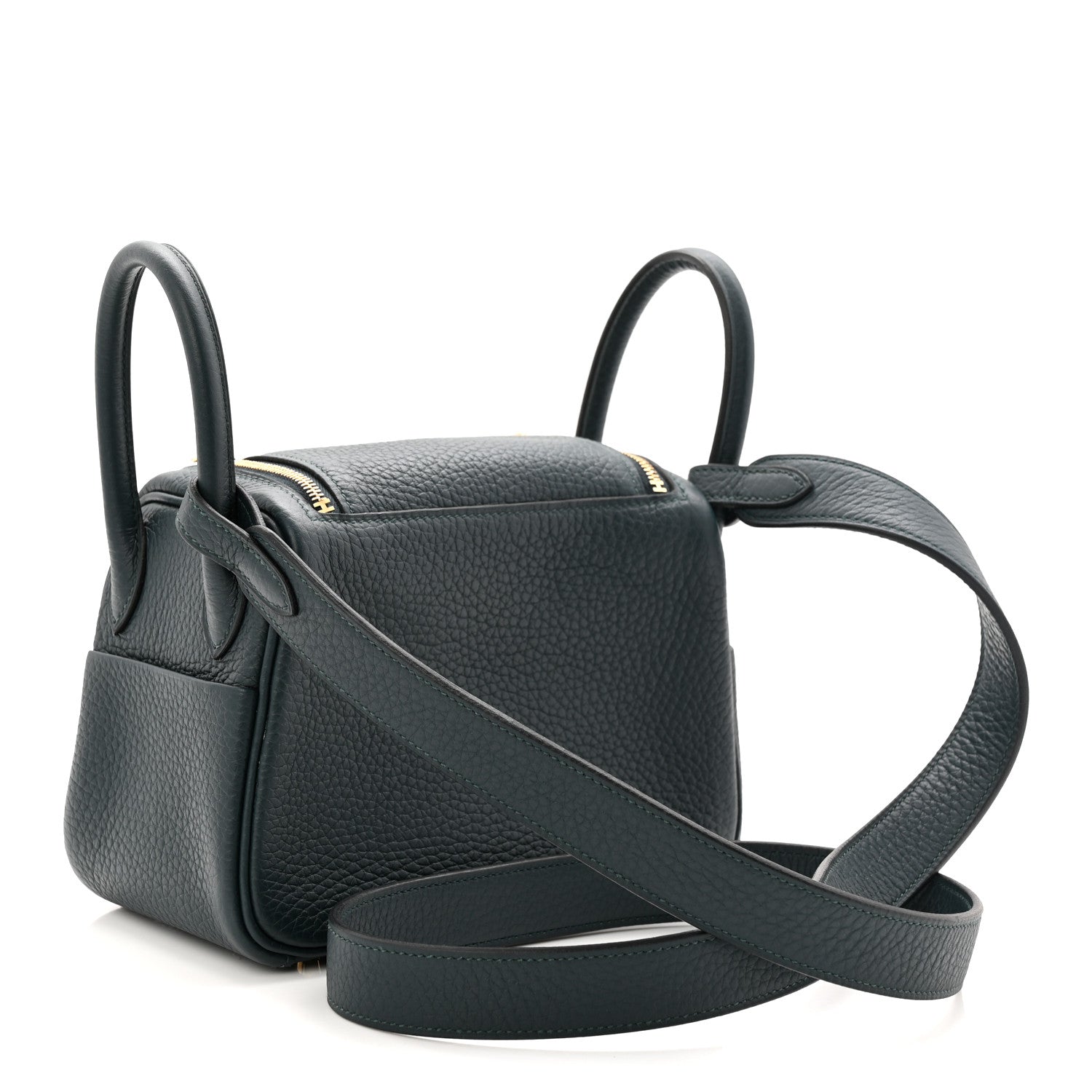 Hermes Taurillon Clemence Mini Lindy 20 Vert Cypress 3 of 11