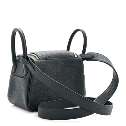 Hermes Taurillon Clemence Mini Lindy 20 Vert Cypress 3 of 11