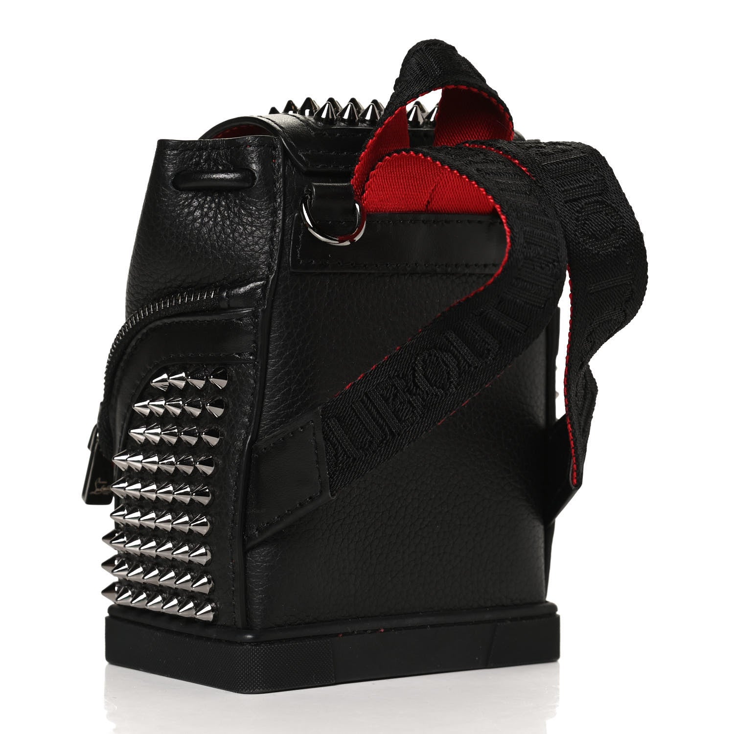 Christian Louboutin Calfskin Spiked Mini Explorafunk Keyring Bag Black 2 of 12