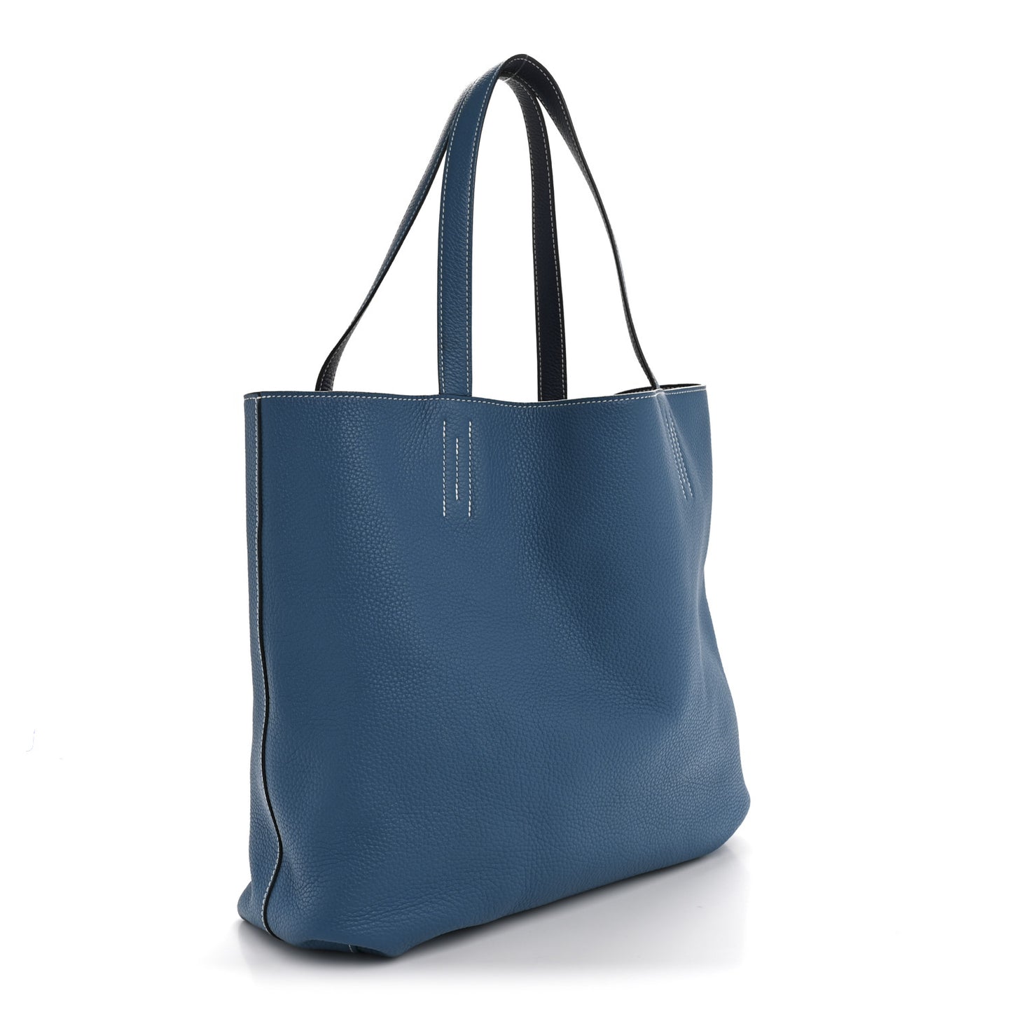 Taurillon Clemence Double Sens 45 Reversible Tote Bleu Izmir Bleu Saphir