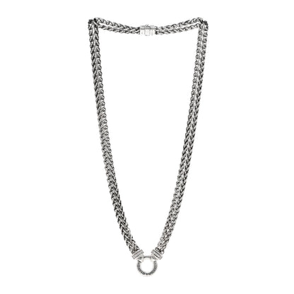 David Yurman Sterling Silver Diamond 18mm Double Wheat Chain Necklace 3 of 6