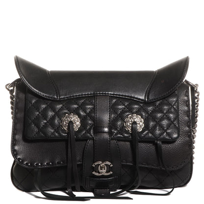 Chanel Calfskin Quilted Large Ride My Bag Messenger Black 1 of 8