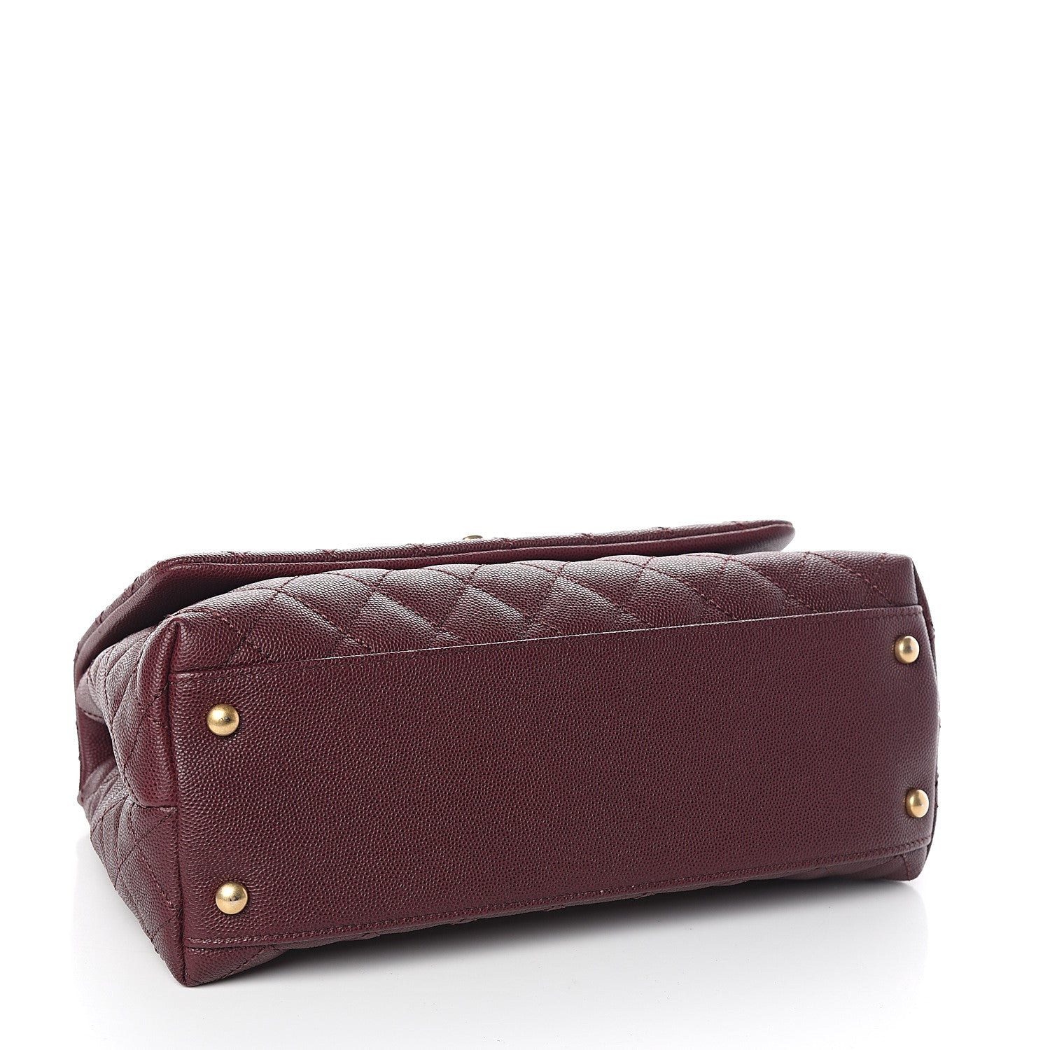 Chanel Caviar Lizard Quilted Small Coco Handle Flap Burgundy 3 of 9