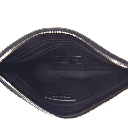 Saint Laurent Calfskin Crocodile Embossed Monogram Zip Pouch Black 5 of 8