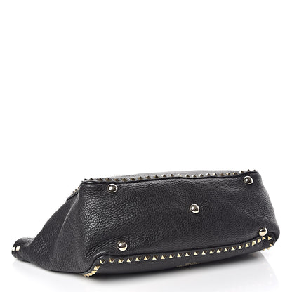 Valentino Garavani Alce Printed Calfskin Medium Rockstud Tote Black 5 of 10