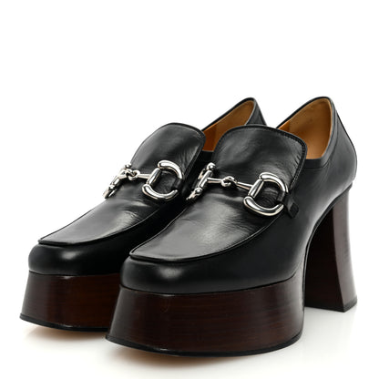 Gucci Malaga Kid Horsebit Platform Loafers 38 Black 2 of 8
