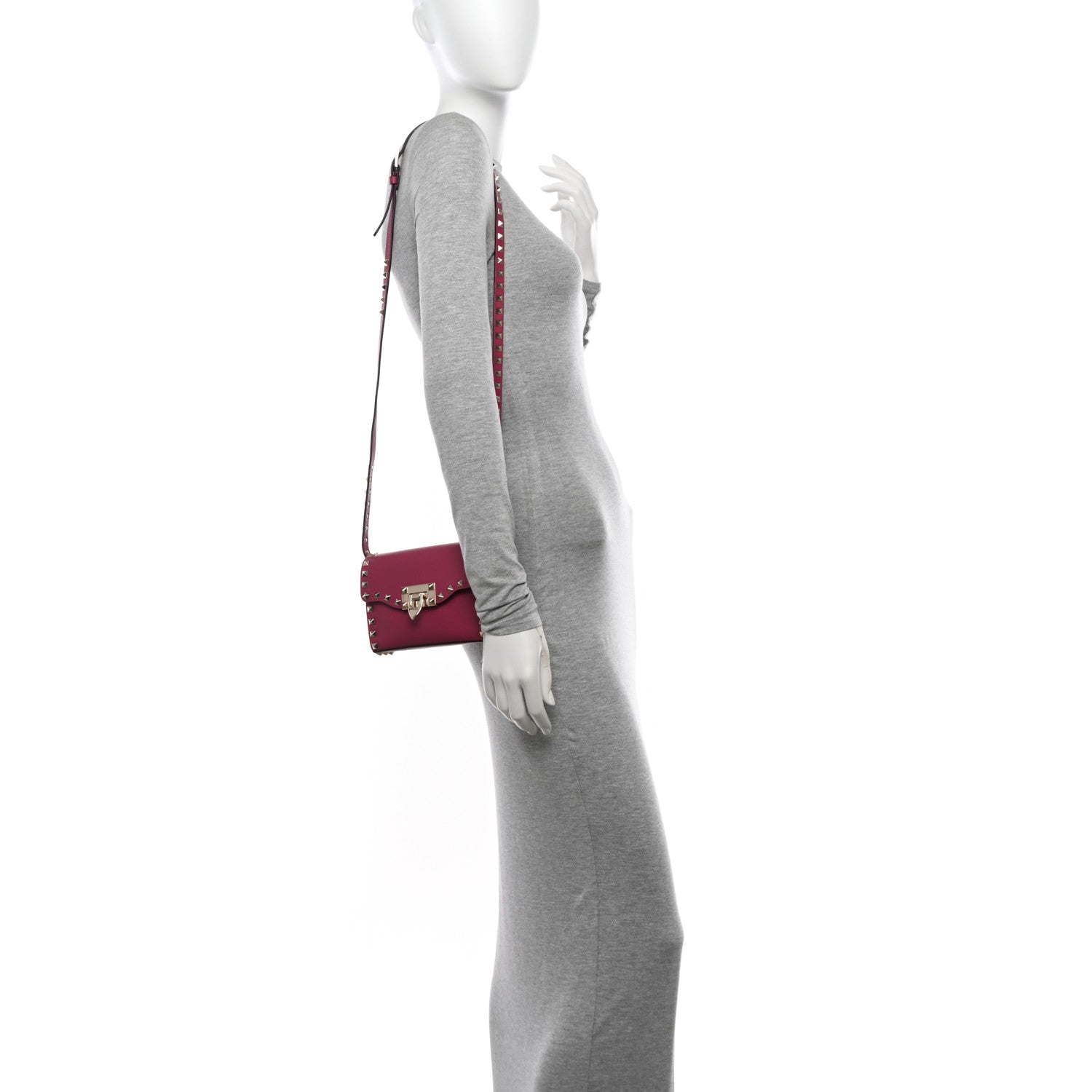 Valentino Garavani Vitello Mini Rockstud Flip Lock Crossbody Bag Deep Cyclamin 2 of 9