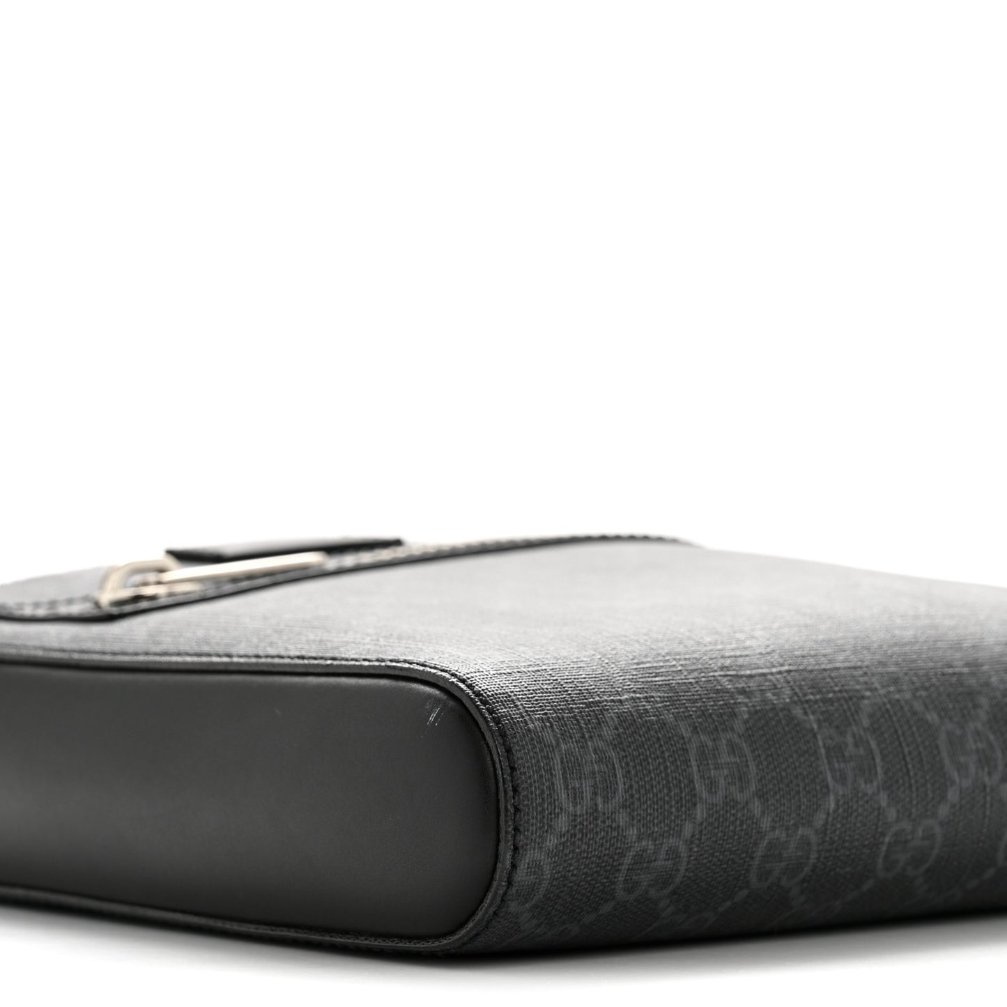 GG Supreme Monogram Web Small Flat Messenger Bag Black Grey