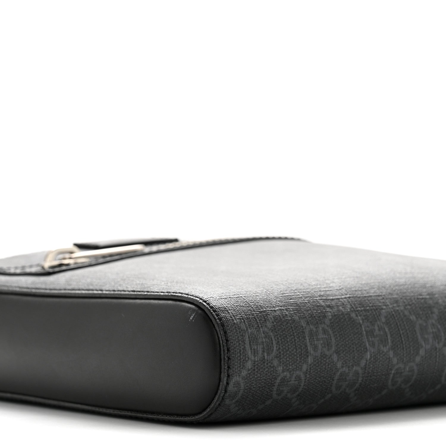 Gucci GG Supreme Monogram Web Small Flat Messenger Bag Black Grey 9 of 13