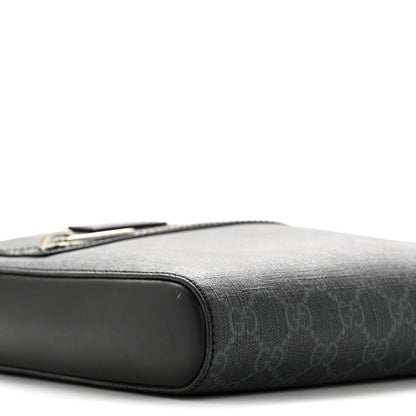 Gucci GG Supreme Monogram Web Small Flat Messenger Bag Black Grey 9 of 13